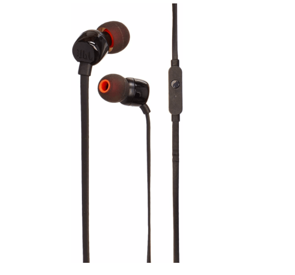 JBL T110 Wired Universal In-Ear Headphone with Remote Control and Microphone - Black