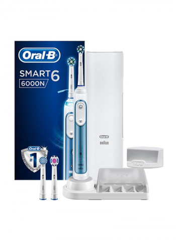4-Piece Rechargeable Tooth Brush With Bluetooth Connectivity And Travel Case White
