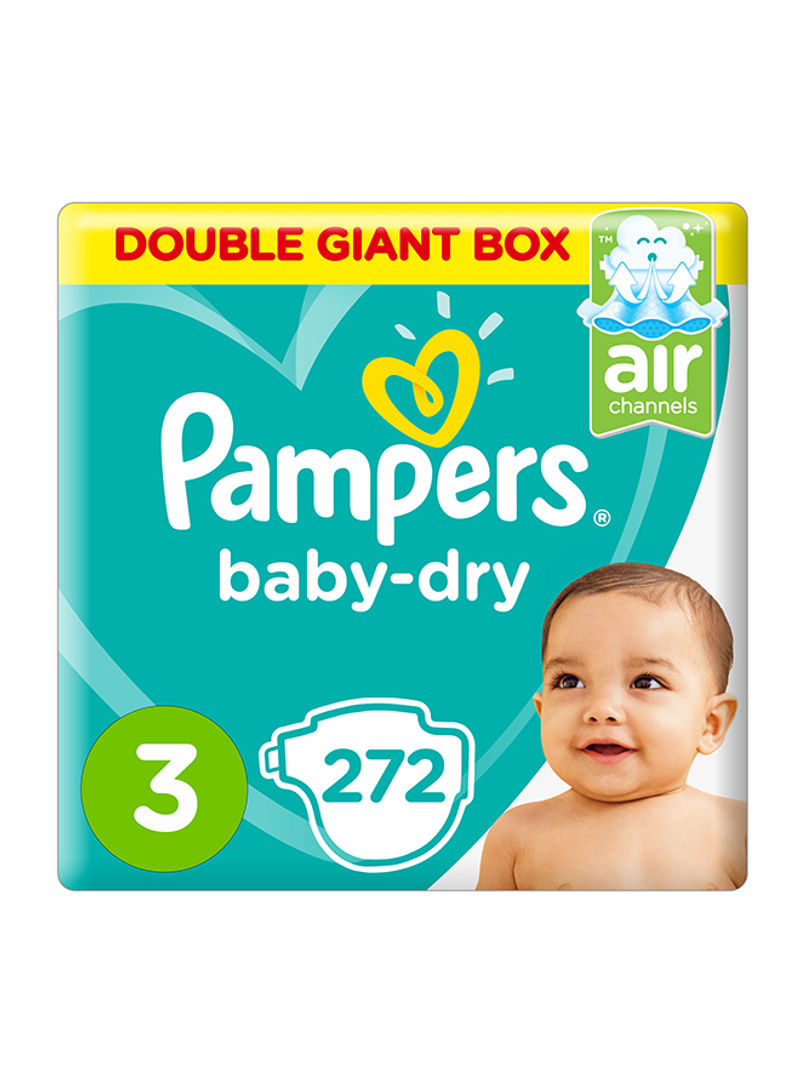 Baby-Dry Diapers, Size 3, Midi, 6-10kg, Double Giant Box, 272 Diapers