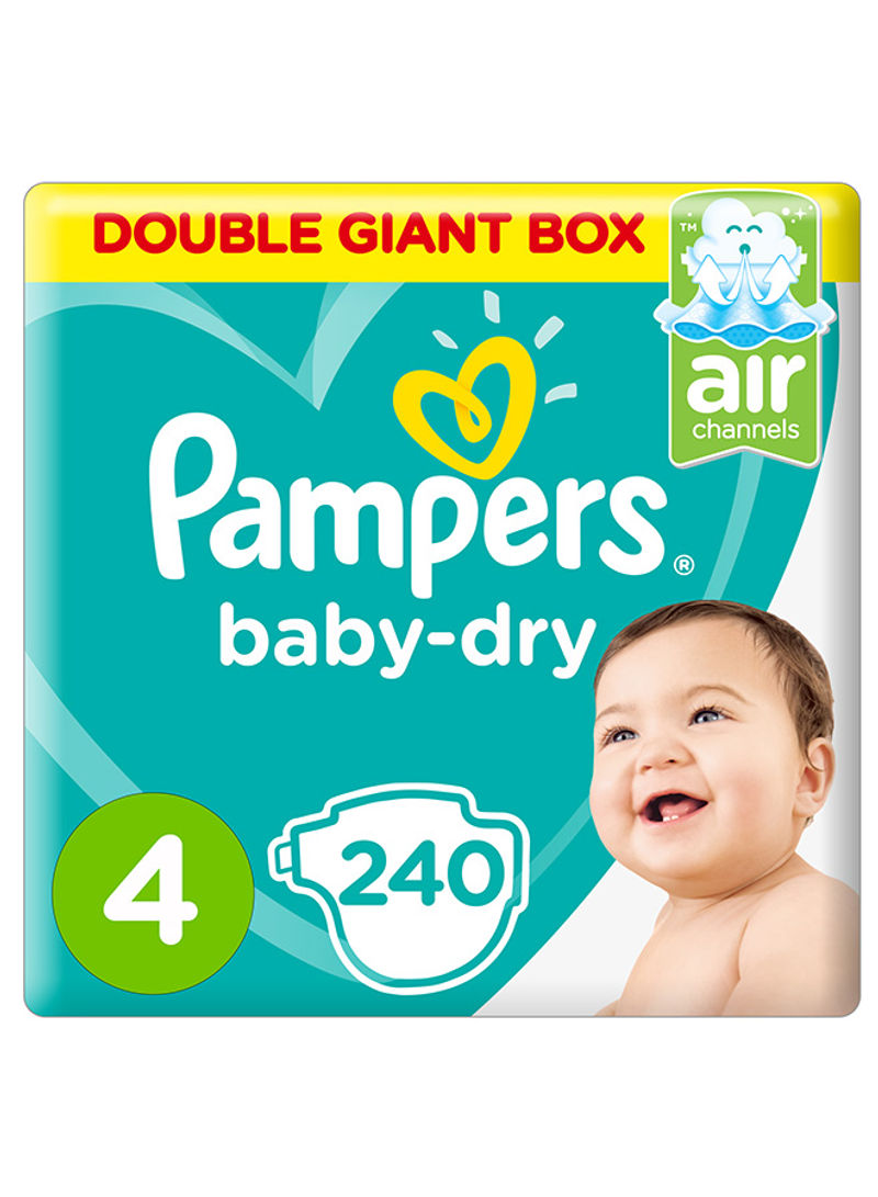 Baby-Dry Diapers, Size 4, Maxi, 9-14kg, Double Giant Box, 240 Diapers