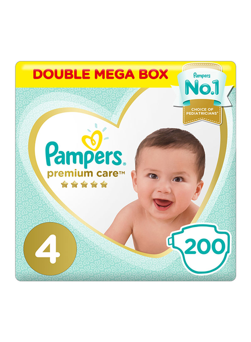 Pampers Premium Care Diapers, Size 4, Maxi, 9-14 kg, Double Mega Box, 200 Count