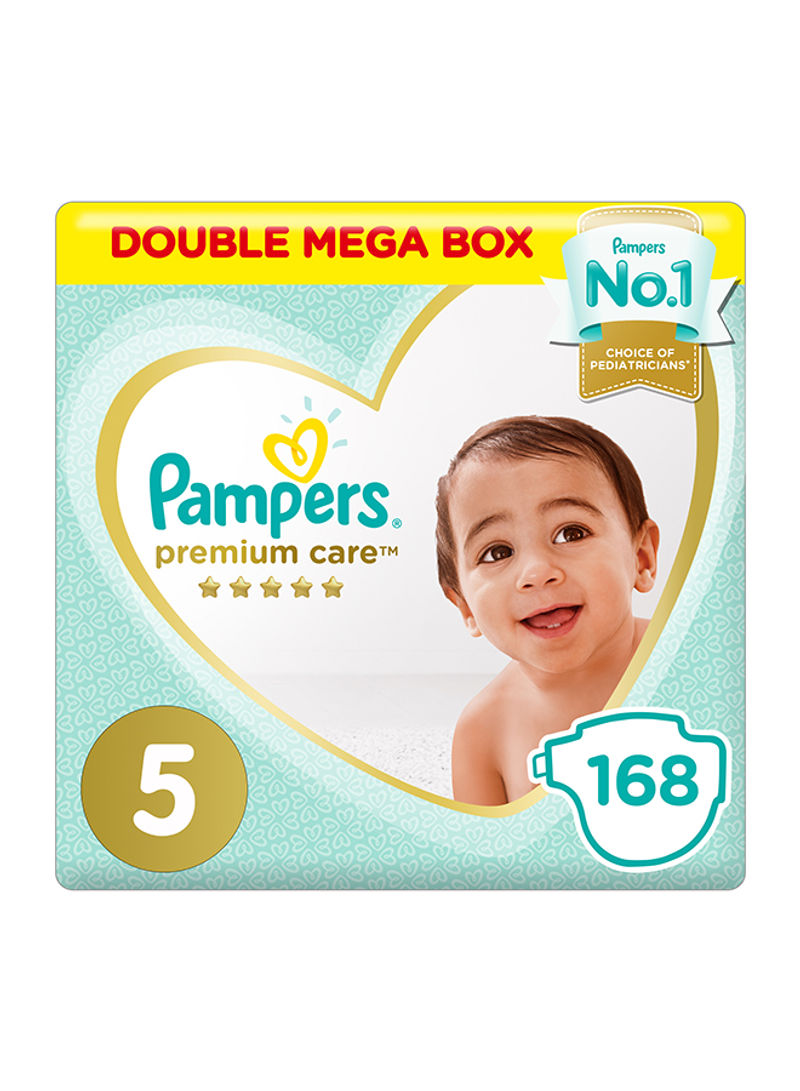 Premium Care Diapers, Size 5, Junior, 11-16 kg, Double Mega Box, 168 Diapers