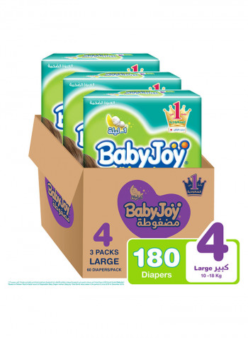 Tape Diaper, Size 4, Large, 10-18 Kg, Mega Pack,3x60, 180 Diapers