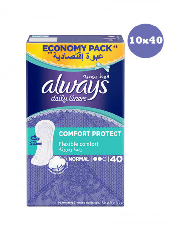 Daily Liners Comfort Protect Pantyliners, Normal, 40 Count Pack of 10