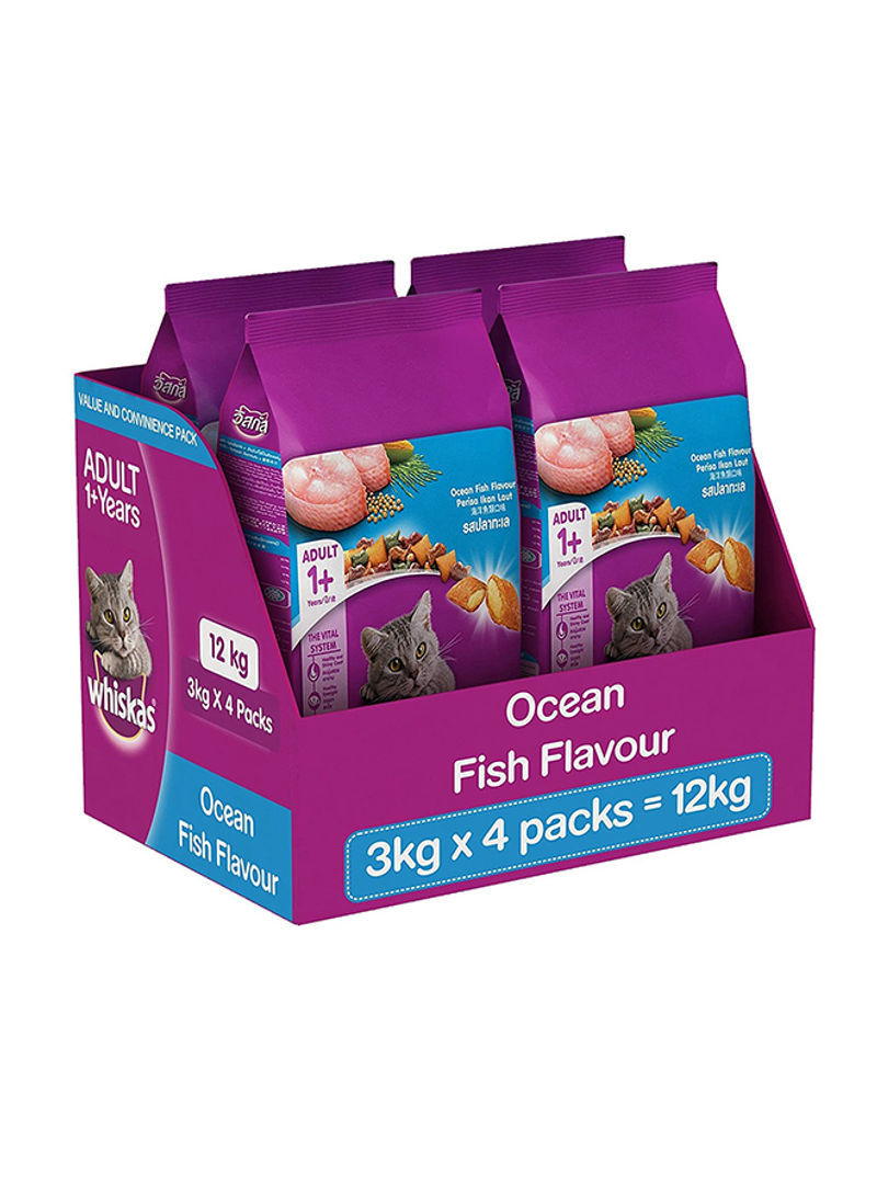 Ocean Fish Dry Cat Food Adult 1+ Years 3kg Pack Of 4