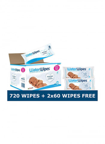 Water Wipes - Baby Wipes (720 Wipes) + 2 x 60 Wipes Free Offer Pack