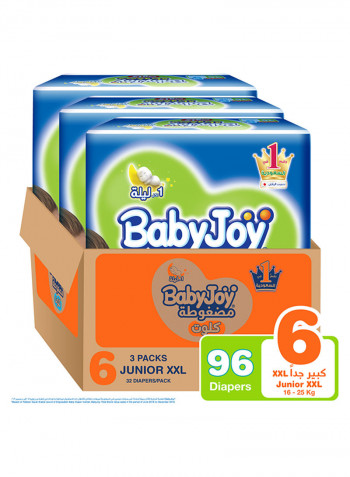 Cullotte Pants Diaper, Size 6,Junior XXL , 16+ Kg, 3x32 Jumbo Pack, 96 Diapers