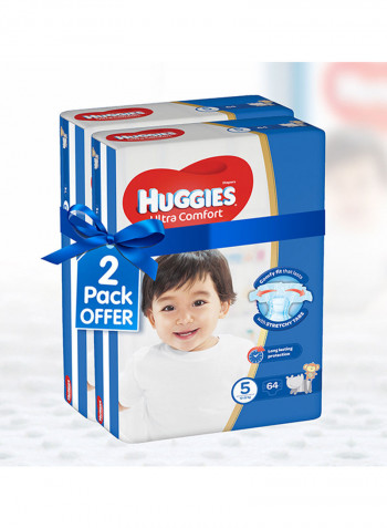 Ultra Comfort Diapers, Size 5, Jumbo Pack, 12-22 kg, 128 Diapers Pack of 2