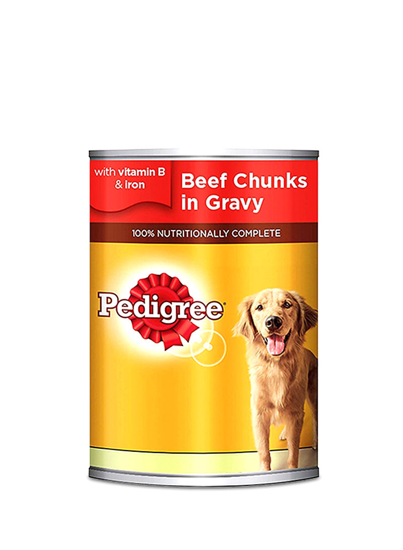 Beef Chunks In Gravy Wet Dog Food Can 400g Pack of 24