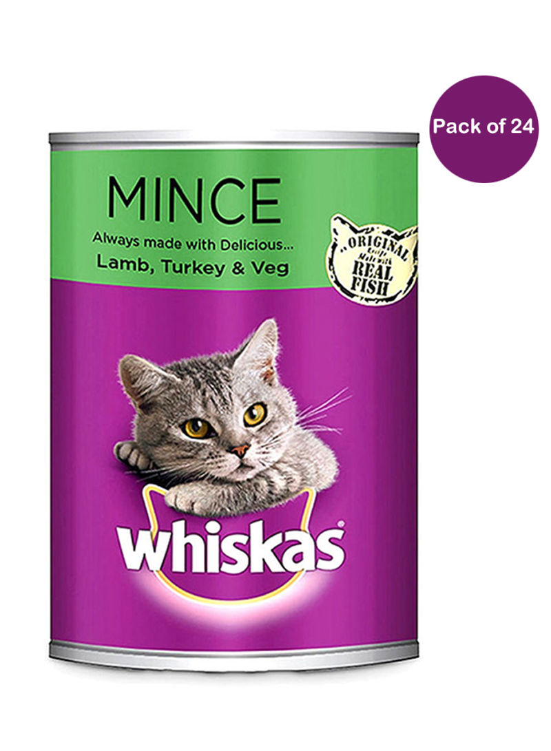 Mince Lamb Turkey And Veg Wet Cat Food Can 400g Pack of 24