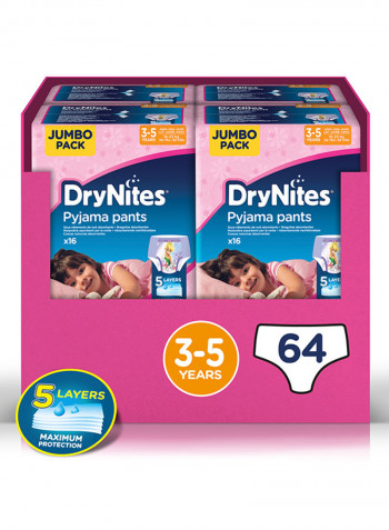 Drynites Pyjama Pants, Age 3-5 Years, Girl, 17-30 kg, 64 Bed Wetting Pants