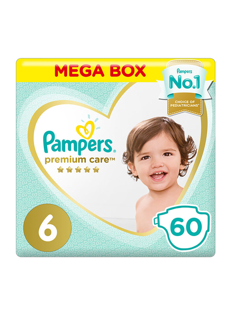 Premium Care Diapers, Size 6,  Extra Large, 13+ kg, Mega Box, 60 Count