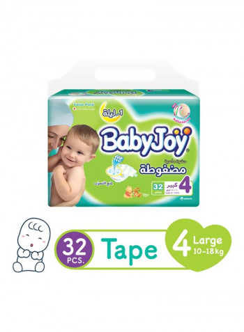 Tape Diaper, Size 4, Large, 10-18 Kg,Value Pack, 4x32,128 Diapers
