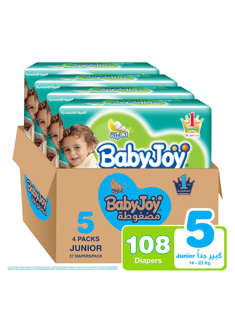 Tape Diaper, Size 5, Junior XL,  14-25 Kg, Value Pack,4x27, 108 Diapers