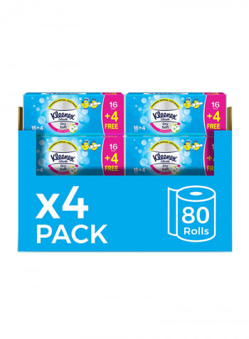 2 Ply Bath Tissue Dry Soft, 200 Sheets, Pack Of 20x4 White