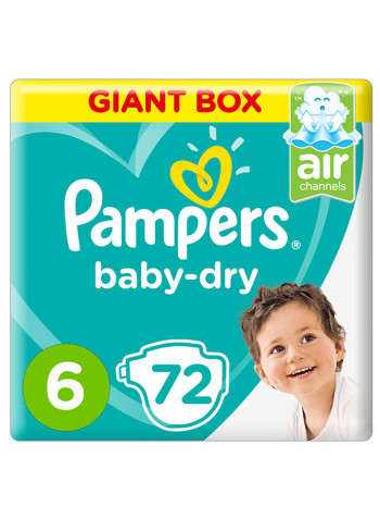 Baby-Dry Diapers, Size 6, Extra Large, 13+kg, Carry Pack, 72 Count