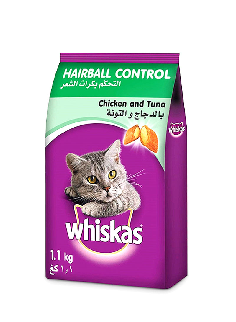 Hairball Control With Chicken And Tuna Dry Cat Food Adult 1+ Years 1.1kg Pack of 6