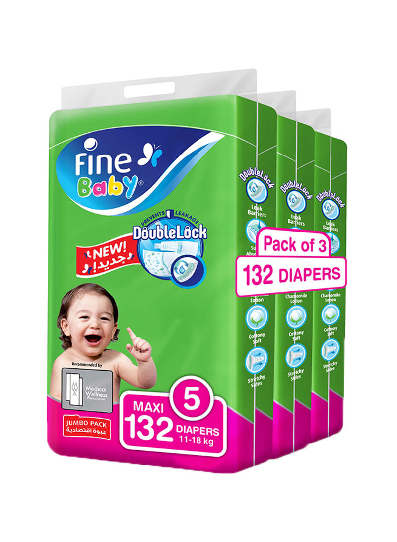 Baby Diapers, DoubleLock Technology , Size 5, Maxi 11–18kg, Jumbo Pack. Value bundle pack, 132 Diaper Count