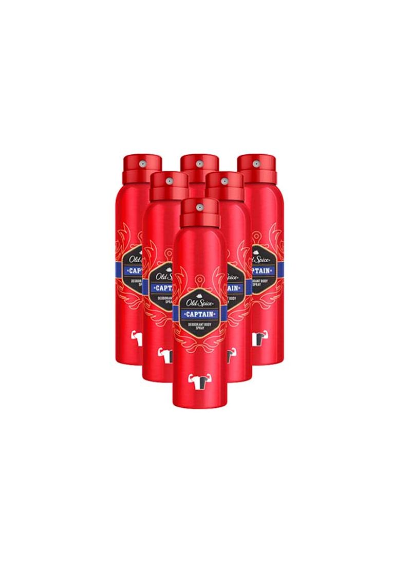 Pack Of 6 Captain Deodorant Body Spray 150ml