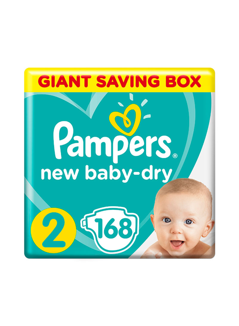 Pampers New Baby-Dry Diapers, Size 2, Mini, 3-8kg, Giant Box, 168 Diapers