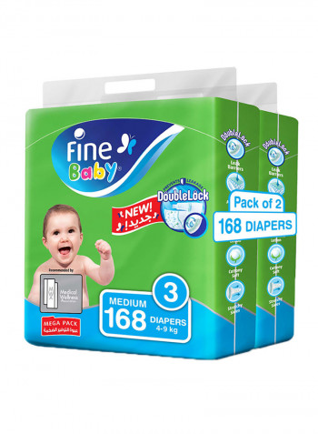 Baby Diapers, DoubleLock Technology , Size 3, Medium 4–9kg, Mega Pack. 168 Diaper Count