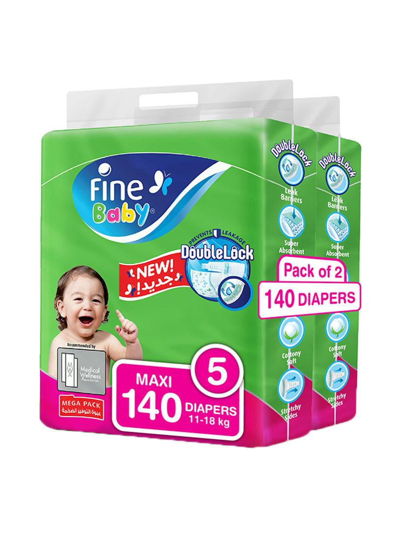 Baby Diapers, DoubleLock Technology , Size 5, Maxi 11–18kg, Mega Pack. 140 Diaper Count