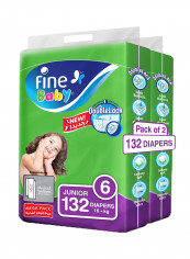 Baby Diapers, DoubleLock Technology , Size 6, Junior 16kg +, Mega Pack. 132 Diaper Count