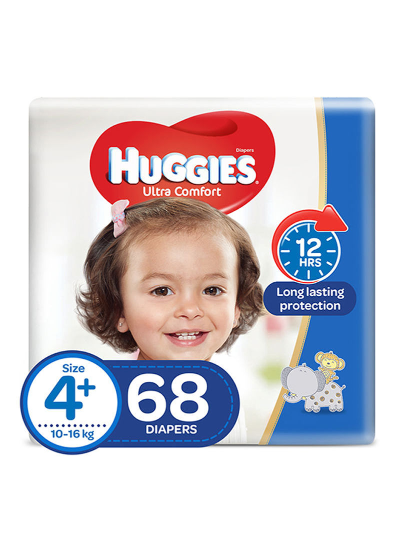 Ultra Comfort Diapers, Size 4+, 10-16Kg, Jumbo Pack, 68 Count