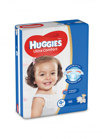 Ultra Comfort Diapers, Size 4+, 10-16Kg, Jumbo Pack, 68 Count