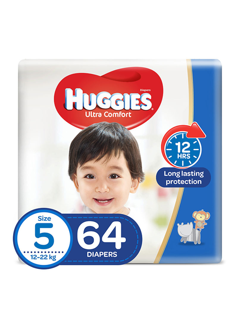 Ultra Comfort Diapers, Size 5, Jumbo Pack, 12-22 Kg, 64 Diapers