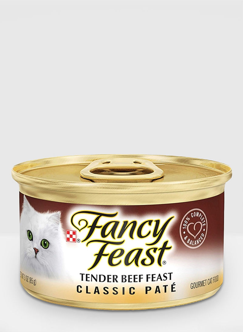 Classic Pate Tender Beef Feast Cat Food 85g Pack of 24 Multicolour