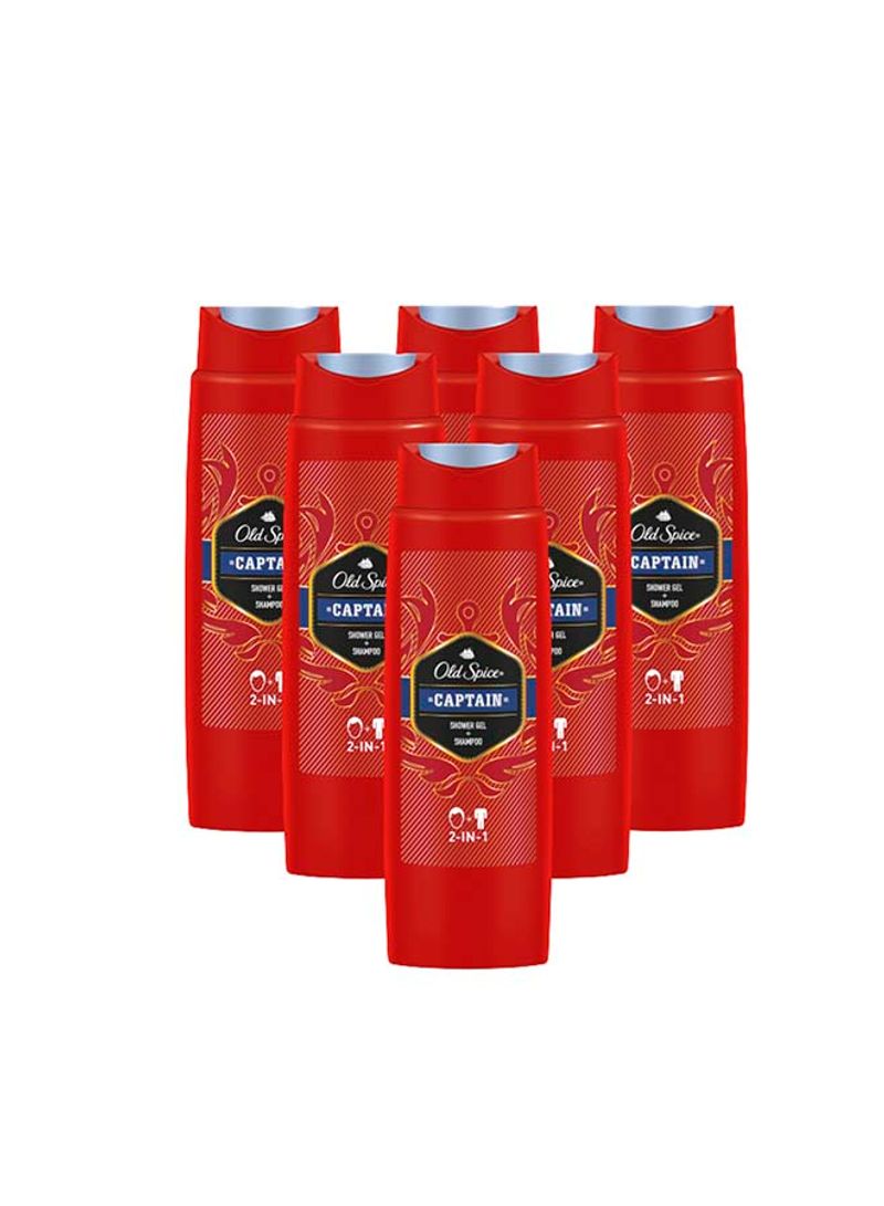 Pack Of 6 Captain Shower Gel And Shampoo 250ml