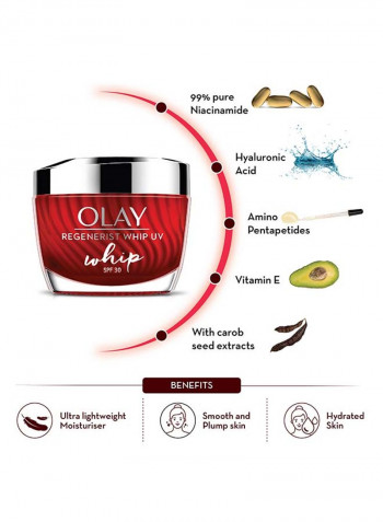Regenerist Whip Lightweight Face Moisturiser Without Greasiness With Hyaluronic Acid  SPF30 White 50g