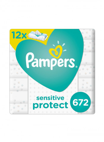 Sensitive Protect Baby Wipes, 12 Packs x 56 Wipes, 672 Count