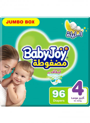 حفاضات مضغوطة وبحشوة ماسية، مقاس 4 وبوزن 10-18 كجم، من 96 قطعة