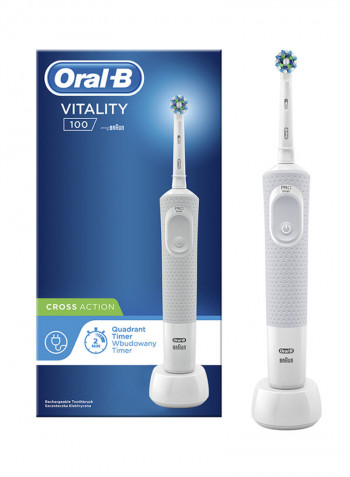 Vitality 100 Cross Action Rechargeablre Toothbrush White