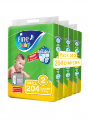 Baby Diapers, DoubleLock Technology , Size 2, Small 3-6kg, Jumbo Pack. 204 Diaper Count