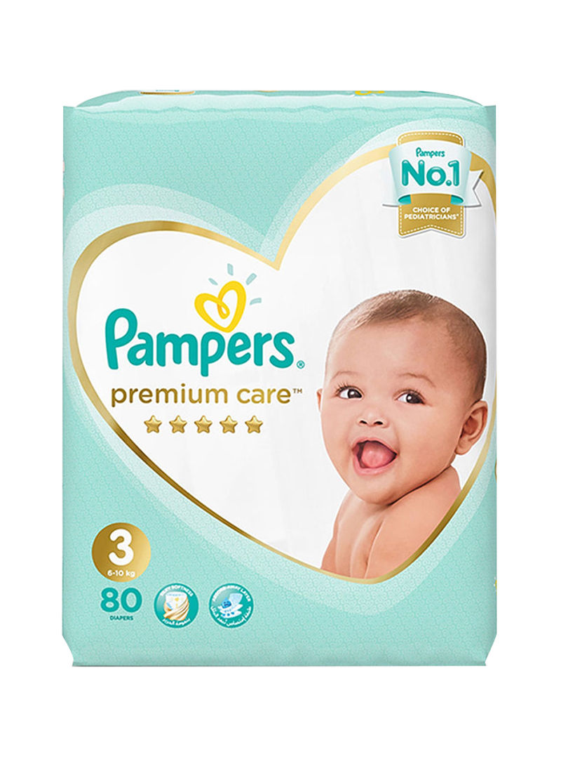 Premium Care Diapers, Size 3, 6-10 kg, Super Saver Pack, 80 Count