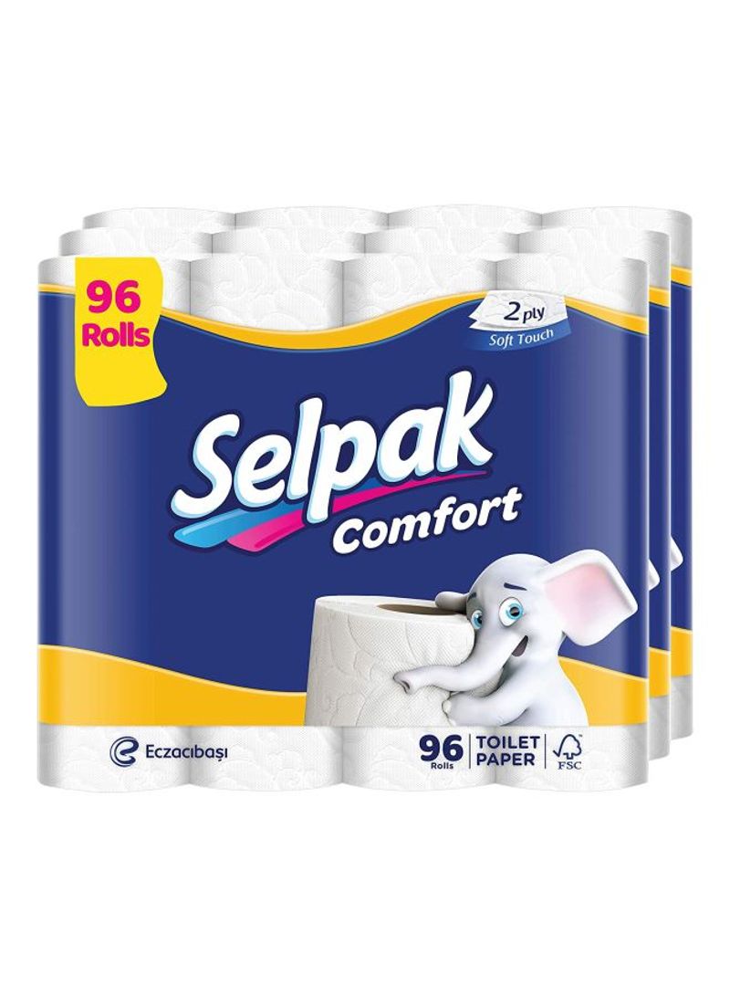 Comfort Toilet Paper 160 Sheets x 2ply, Pack of 96 Rolls White