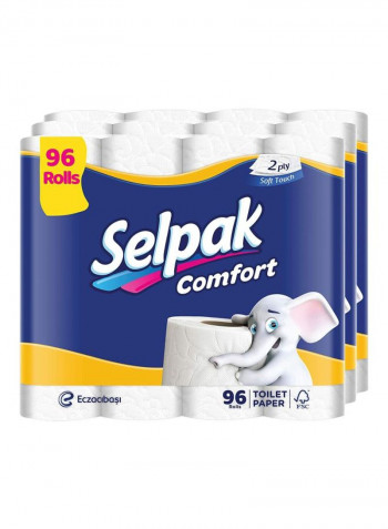 Comfort Toilet Paper 160 Sheets x 2ply, Pack of 96 Rolls White