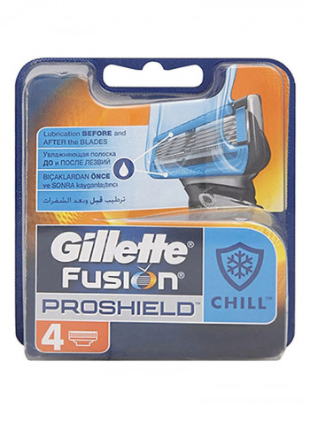 4-Piece Fusion Proshield Chill Blade Refills Blue/Silver