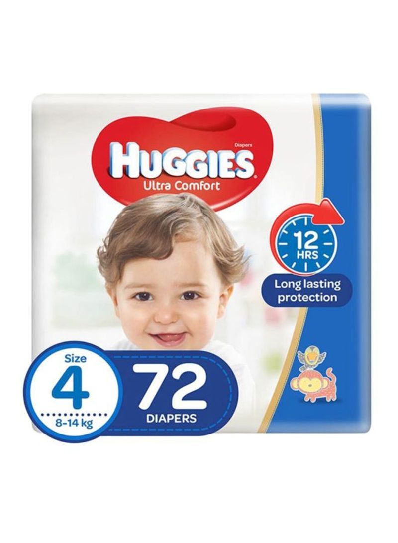 Ultra Comfort Diapers, Size 4, 8-14 Kg, Jumbo Pack, 72 Count