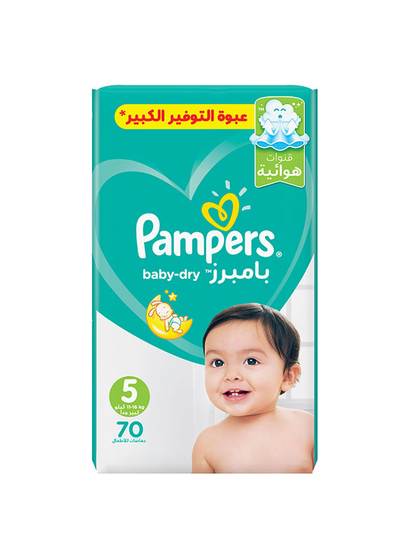 Baby-Dry Diapers, Size 5, Junior, 11-16 kg, Mega Pack, 70 Count