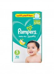 Baby-Dry Diapers, Size 5, Junior, 11-16 kg, Mega Pack, 70 Count