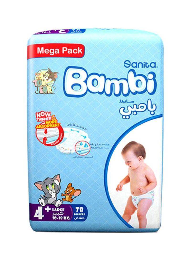 Baby Diapers Mega Pack Size 4+, Large, 10-18 Kg, 78 Count