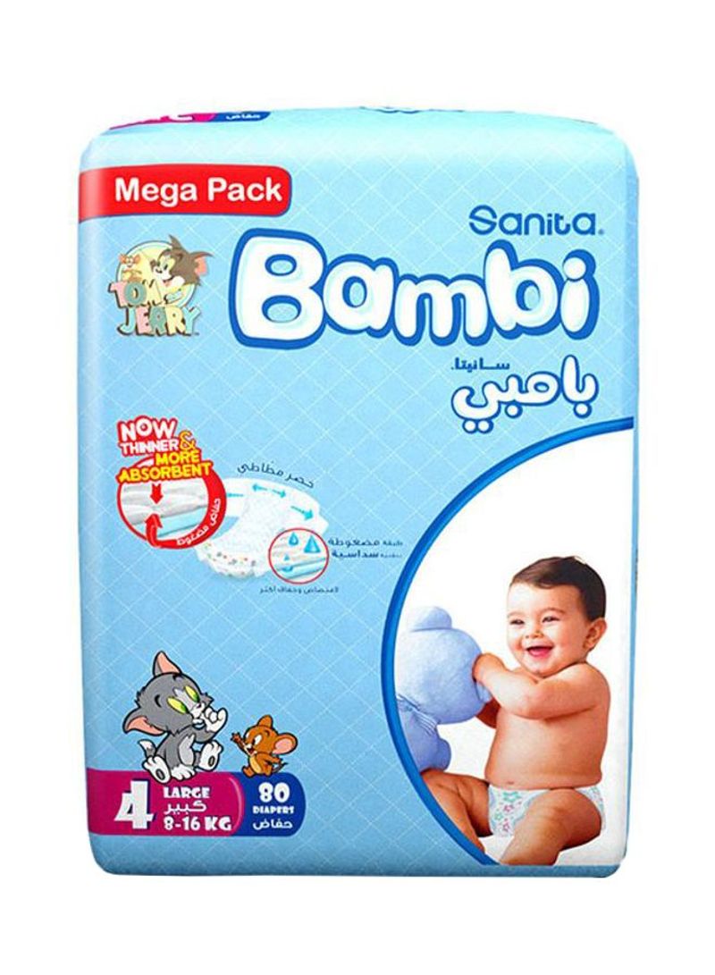 Baby Diapers Mega Pack Size 4, Large, 8-16 Kg, 80 Count