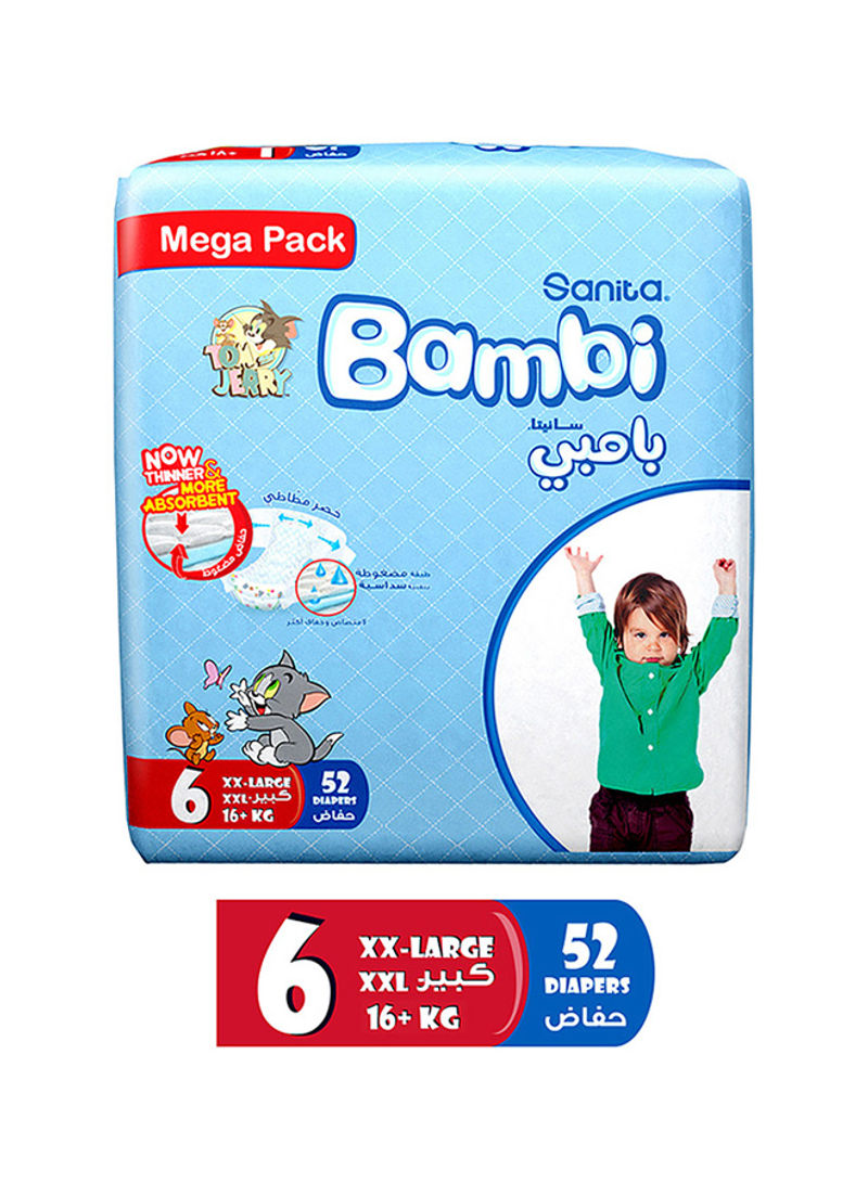 Baby Diapers Mega Pack Size 6, XX-Large, +16 KG, 52 Count