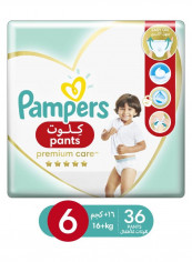 Premium Care Pants Diapers, Size 6, Extra Large, 16+ kg, Jumbo Pack, 36 Count