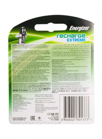 Pack Of 4 Rechargable Extreme AA Battery For Digital Camera silver/green