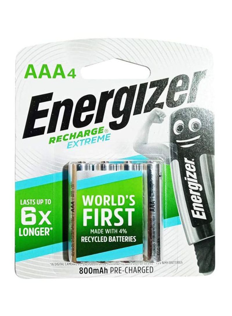 Pack Of 4 Recharge Extreme AAA Precharged Batteries Silver